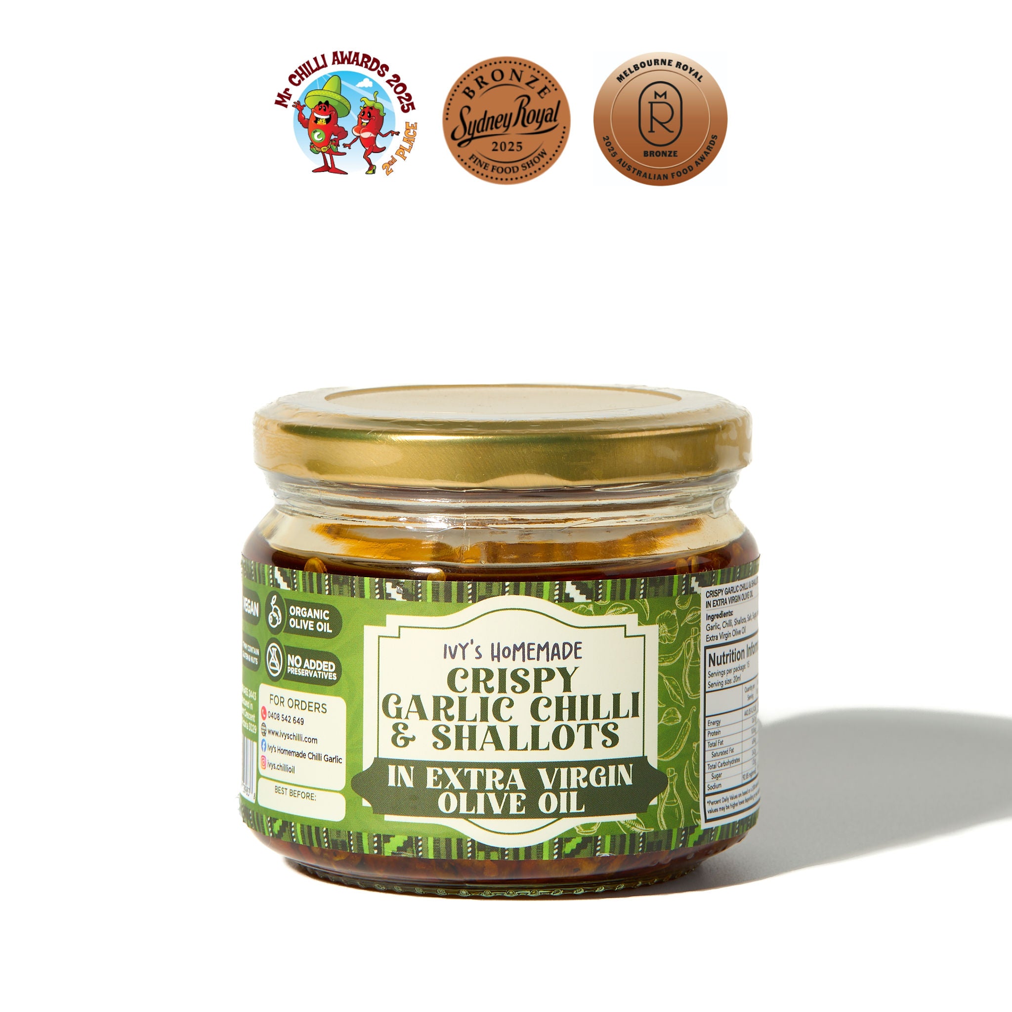 Ivy's Crispy Garlic Chilli & Shallots in Extra Virgin Olive Oil - 300ml
