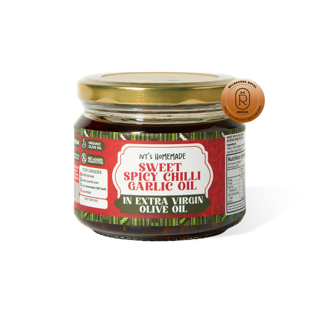 Ivy's Sweet Spicy Chilli Garlic in Extra Virgin Olive Oil - 300ml