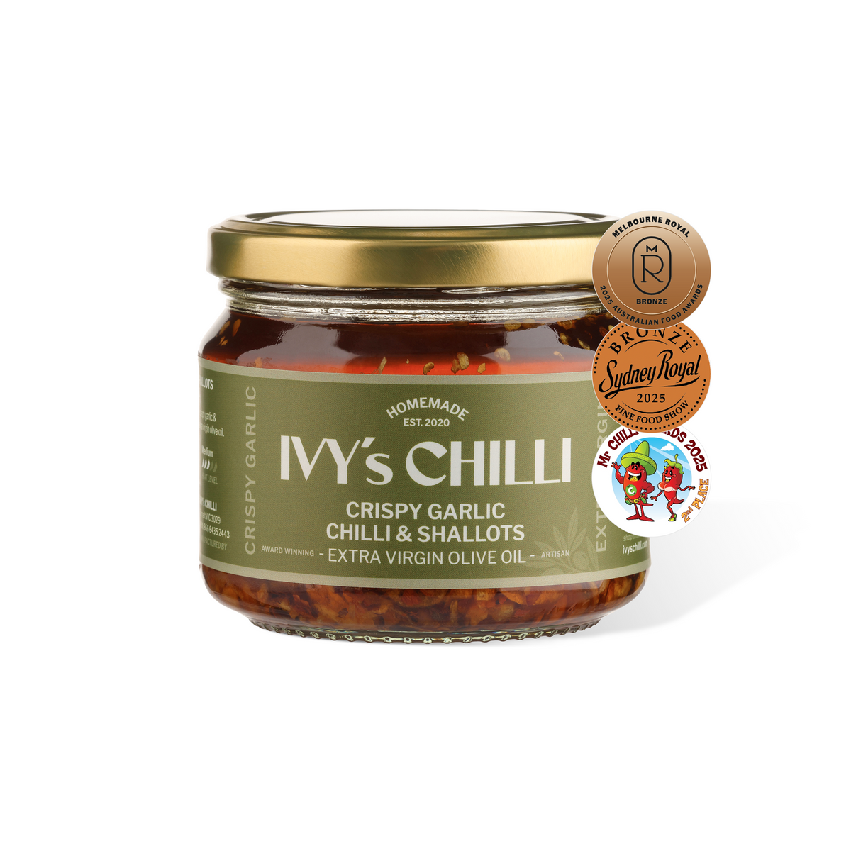Ivy's Crispy Garlic Chilli & Shallots in Extra Virgin Olive Oil - 300ml
