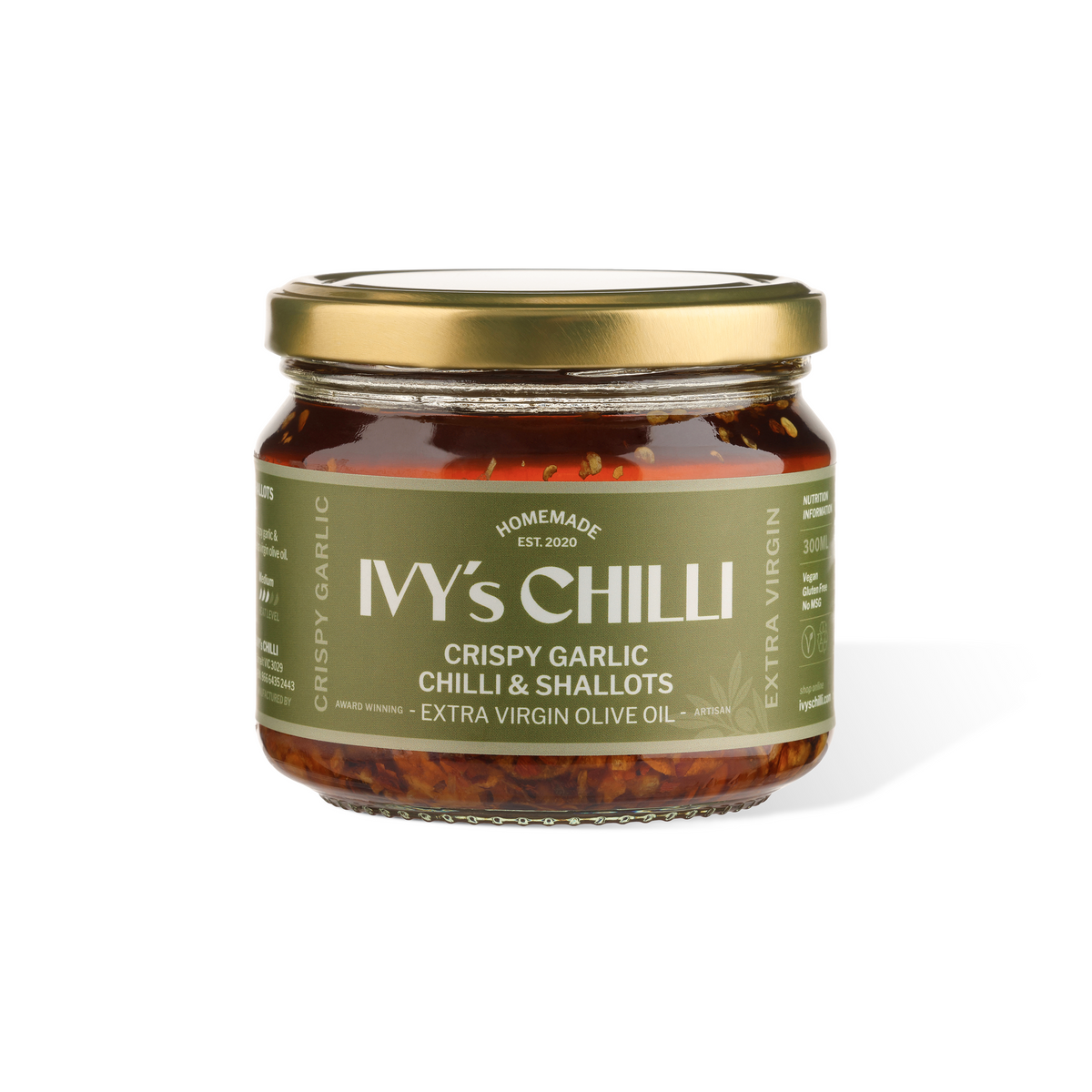 Ivy's Crispy Garlic Chilli & Shallots in Extra Virgin Olive Oil - 300ml