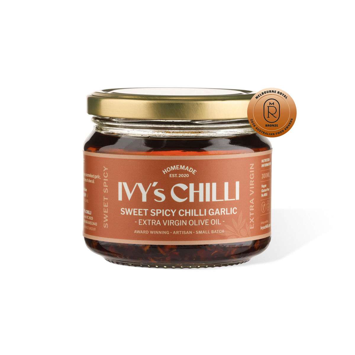 Ivy's Sweet Spicy Chilli Garlic in Extra Virgin Olive Oil - 300ml